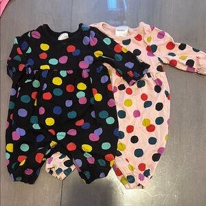 Hanna Andersson Black and Pink Polka Dot Kids Rompers